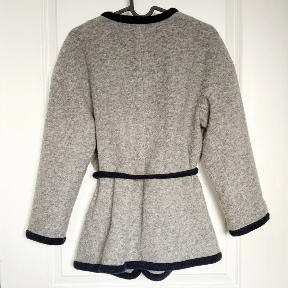 J. CREW Wrap Boiled Wool Grey Quiet Luxury Cardigan Jacket - Picture 6 of 8
